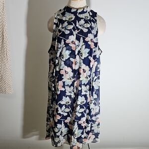 Signature By BOBBY BEE. Floral Sleeveless Navy Dress. FLOWIE. SIZE 18W.